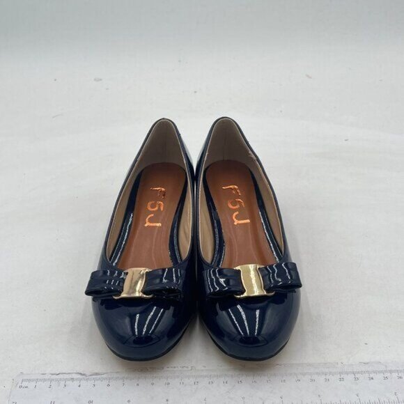 FSJ Women's Closed Toe Chunky Heels Slip on Comfortable Business Party - Picture 3 of 7